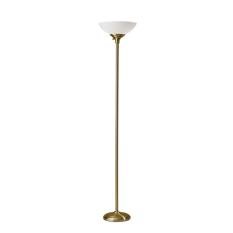 Wendelgard 71'' Torchiere Floor Lamp, Antique Brass