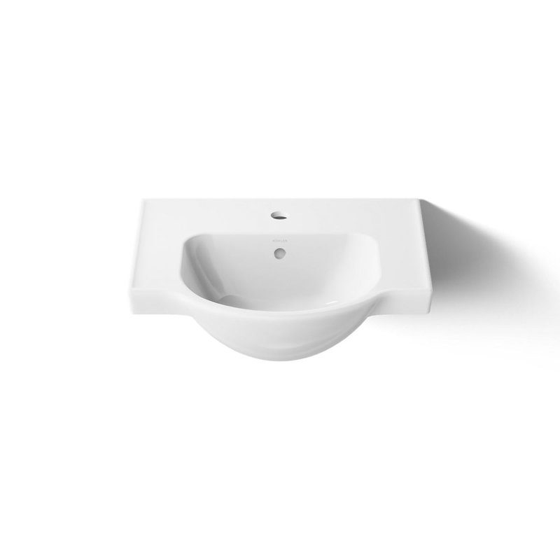 Veer Ceramic Pedestal Bathroom Sink with Overflow, White, Single, 7.99" H x 24" L x 18.25" W