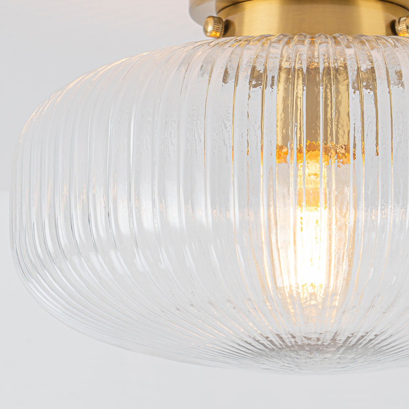 Plafonnier semi-encastré 11 po Mid-Century, Transparent