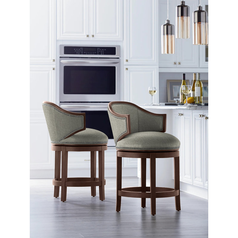Gimlet Upholstered Stool with Solid Wood Frame, Platinum (3160 63), Tobacco, Counter Stool (26" Seat Height)