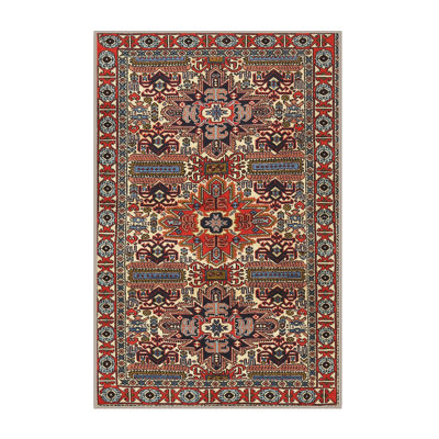 Tapis oriental multicolore tissé à la machine Oriental