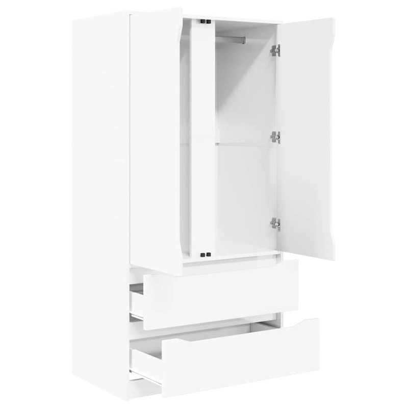 Manufactured Wood Wardrobe, High Gloss White