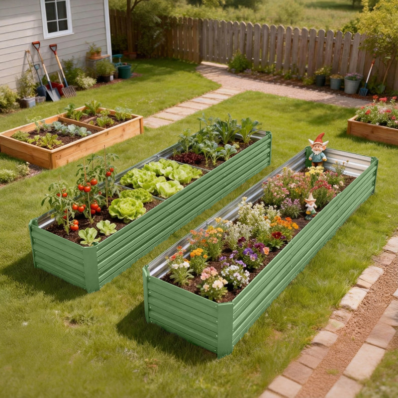 Grande jardinière surélevée galvanisée 8x2x1ft, Vert