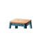 Tabouret carré naturel et bleu sarcelle avec pieds tubulaires en métal, capacité de 100 lb, siège de 13 po, dimensions en pin massif sans accoudoirs et poids de 18 po