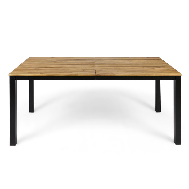 Table de salle à manger rectangulaire pour l'extérieur, table de patio en bois d'acacia de L 71 po, table bistro de ferme pour la cour, le jardin, le bord de la piscine, la terrasse
