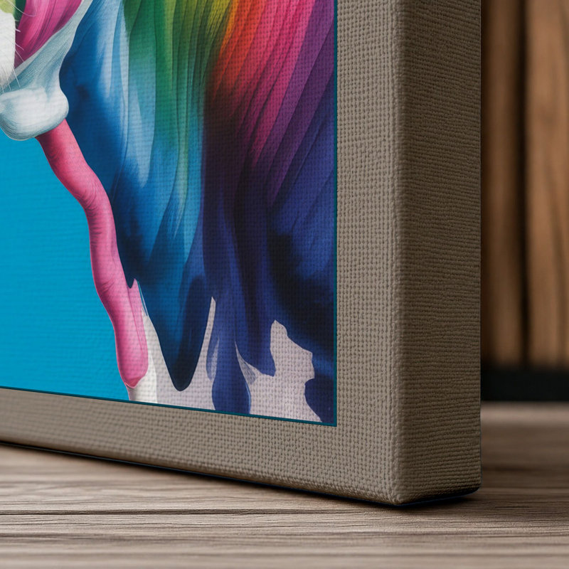 Pop Art Cow Modern - Wrapped Canvas, 24x16 - 61.0 x 40.6 cm, Taupe Border