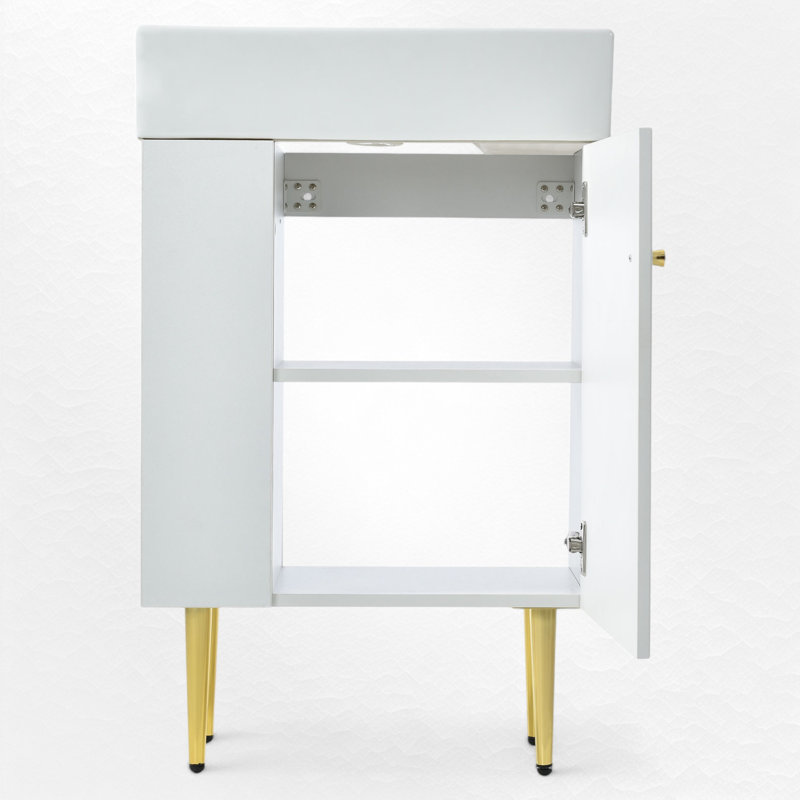 Ensemble de meuble-lavabo simple 21,6 po, Blanc, Doré