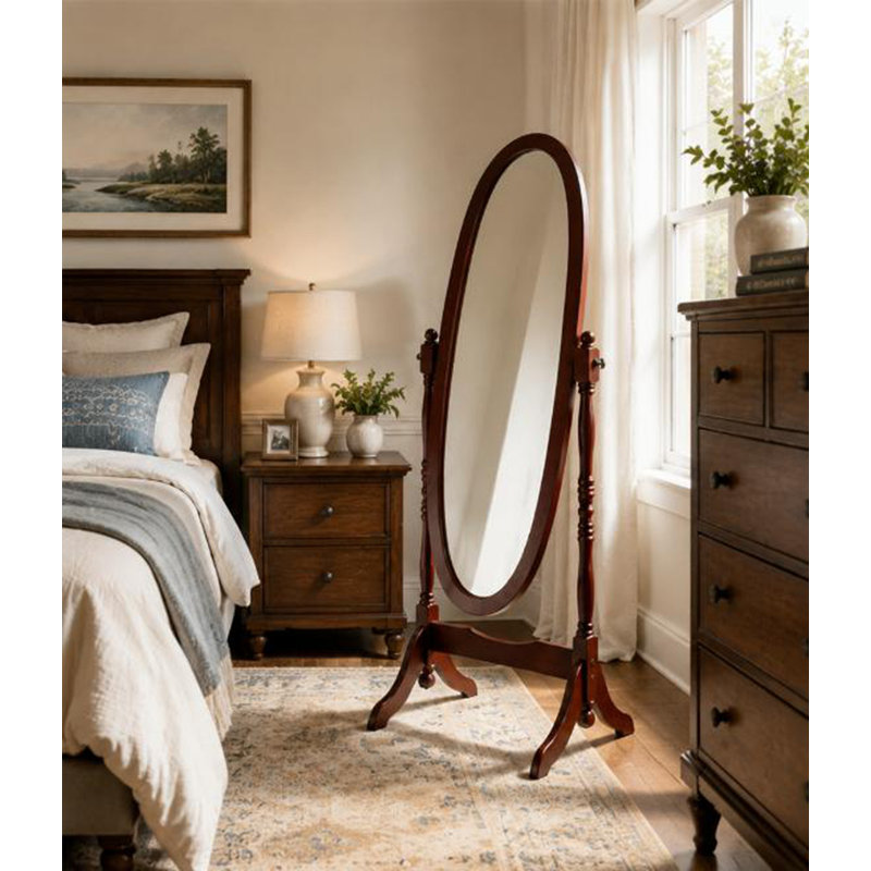 Miroir de plancher Modern Anna, Merisier