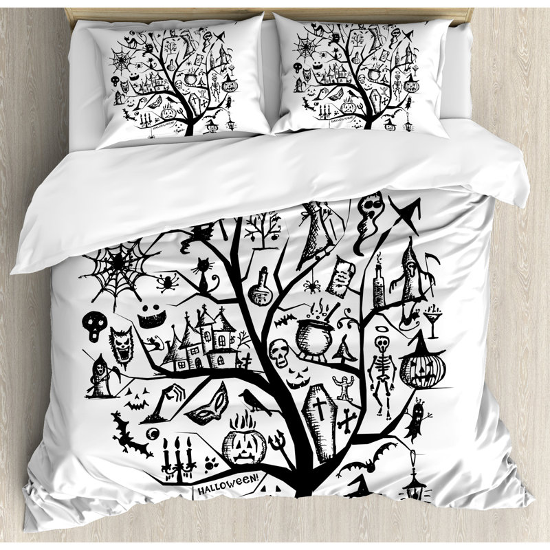 Halloween Modern & Contemporary Polyester Duvet Cover, Queen
