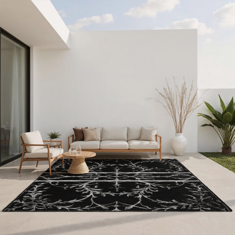 Obsidian Bloom Indoor And Outdoor Area Rug, Rectangle 8' x 10'