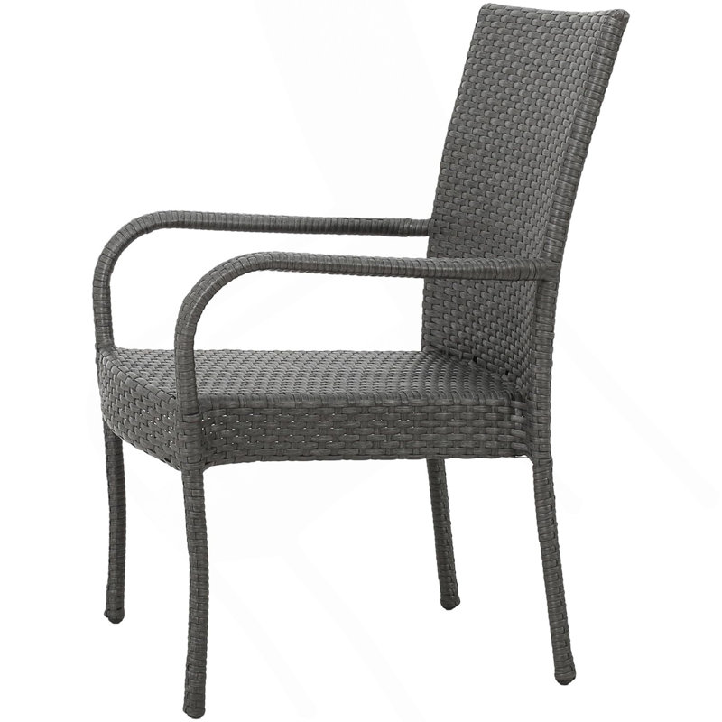 LITTLETON GREY PE WICKER STACKING CHAIR    1Pc, Gray