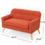 Élégant canapé deux places orange, avec accoudoirs légèrement roulés et capitonnage à boutons, revêtement en tissu, pieds en bouleau finition marron, montage facile, revêtement capitonné confortable, brun, 123 cm (l) x 74 cm (p) x 80 cm (h), orange