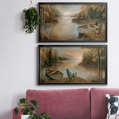 Peaceful Serenity - Ensemble de 2 peintures sur toile encadrées