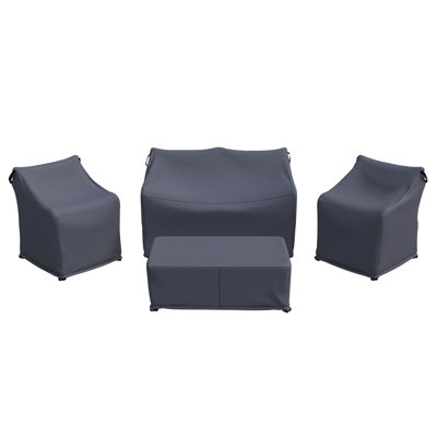 Serene Acacia Wood Outdoor Conversation Set Group Seating Patio Furniture Covers by Arlmont & Co.