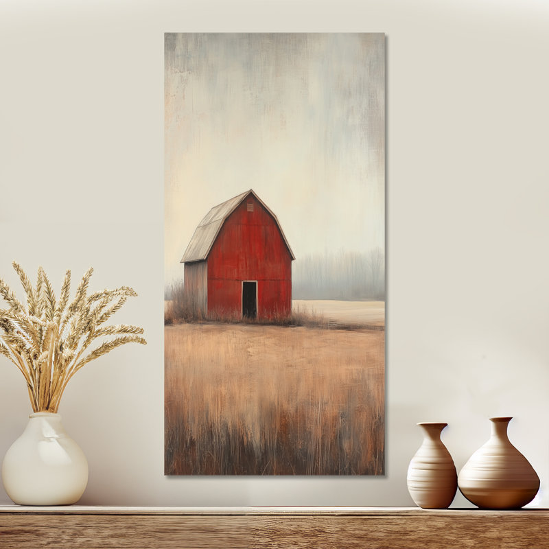 Reproduction métallique rétro - grange rustique rouge rustique, art mural grande ferme beige, L 16 po x H 32 po