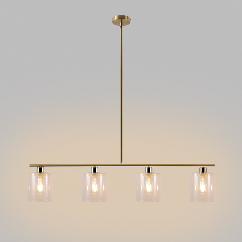 Luminaire suspendu linéaire en verre à intensité variable pour îlot de cuisine à 5 lumières de 5,9 po (l) à hauteur réglable