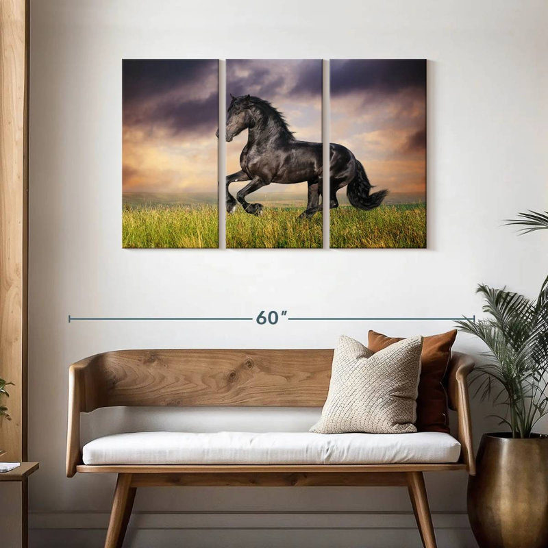 Brampt Galloping Friesian Horse, 28" H x 45" W