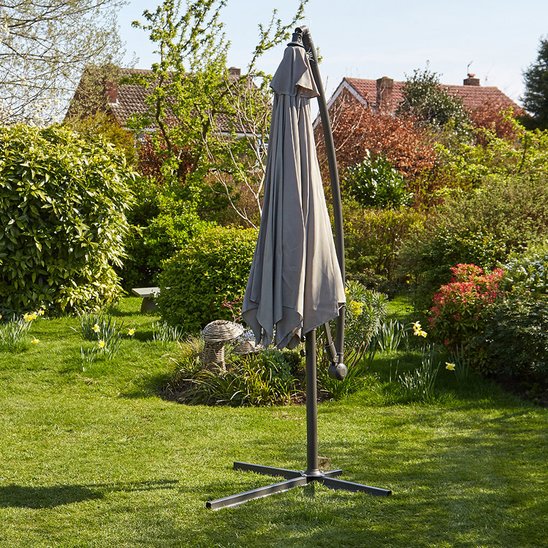Gozo Aluminium 3m Overhanging Cantilever Vented Parasol, Grey