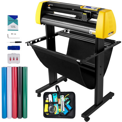 Vinyl Cutter Machine, 34 in   870 mm Max Paper Feed Cutting Plotter, Automatic Camera Contour Cutting LCD Screen Printer with Stand Adjustable Force and Speed for Sign Making Plotter Cutter