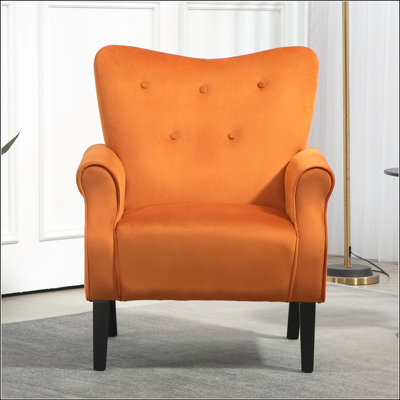 Mid-Century Modern Wingback Accent Chair with Sturdy Wood Legs for Living Room Bedroom Office