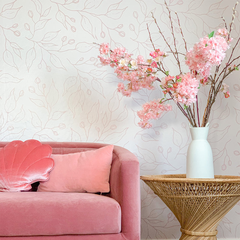 Floral Wallpaper, Cream/Brown, Non-Pasted