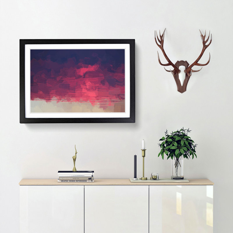 Burning Clouds in Abstract - Picture Frame Graphic Art Print, 48cm H x 65cm W x 2cm D, Black Framed