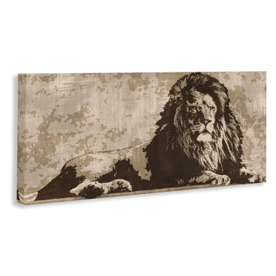 Impression sur toile «Rustic Impression Lion» par Andrew Cooper