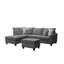 Canapé modulaire en tissu gris de 99 pouces avec méridienne, repose-pieds avec rangement et 4 coussins décoratifs Harmony-1121797307