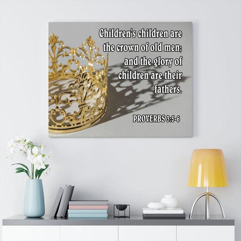 Children Proverbs 17: 6 Scripture Christian Wall Art, verset biblique, prêt à être accroché, H 18 po x l 24 po x P 1,25 po