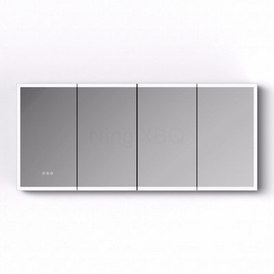 Led Lighted Medicine Cabinet With Mirror, 72*32Inches Bathroom Mirror Cabinet With Lights,Recessed Or Wall Mounted, 3 Color Temperaturesanti-Fog