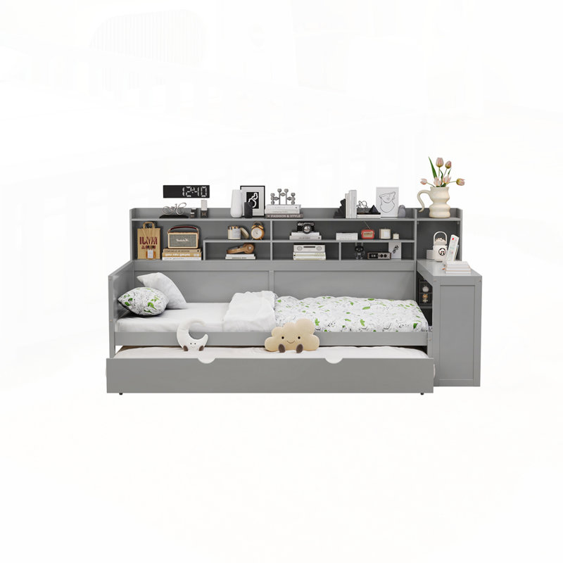 Versatile Wooden Daybed with Integrated Storage and Study Desk for Space Optimization, Twin