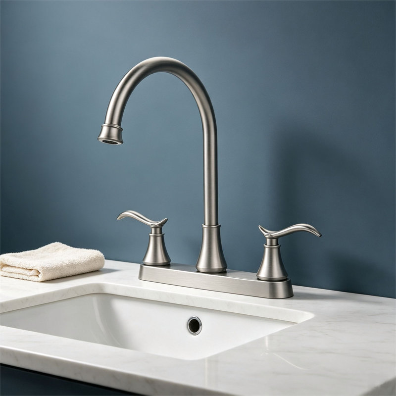 Topcraft 2 Handle Stainless Steel Bathroom Sink Faucet