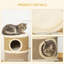 Arbre à chat de 3 étages avec cache-griffes en sisal pour chats d'intérieur, kaki et brun