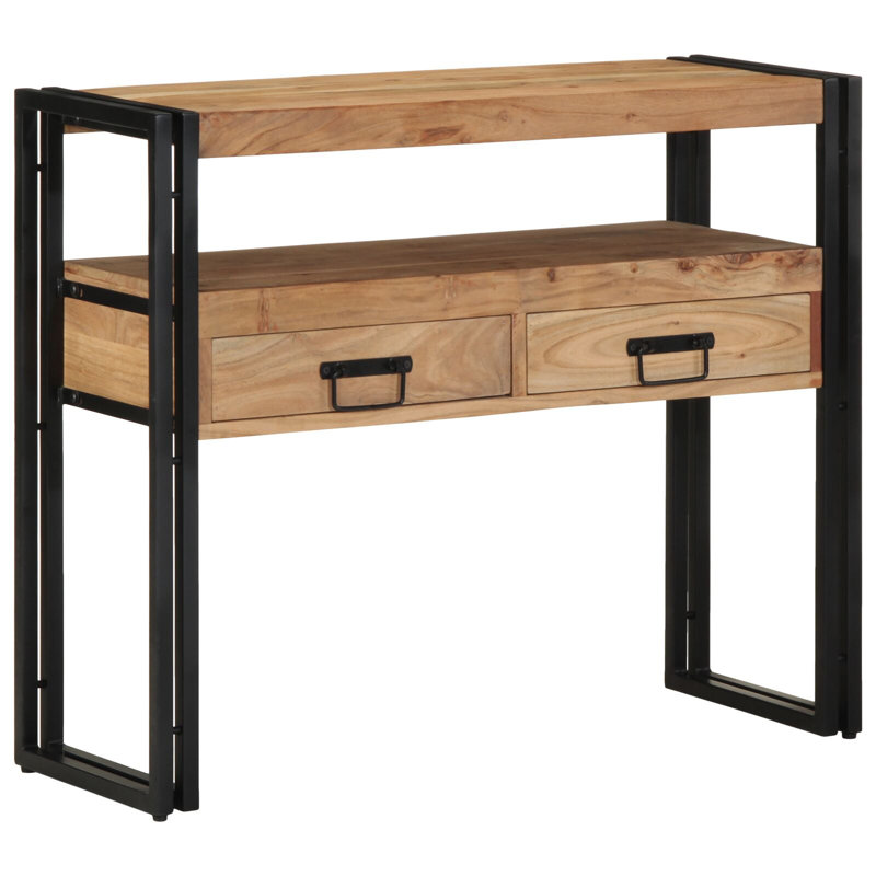 Wood Solid Acacia Wood, Metal 90 X 33 X 75 Cm Side Table