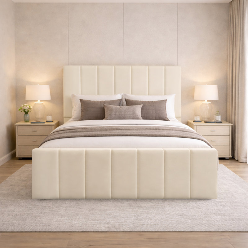 Connell Upholstered Storage Bed Frame, Cream, Super King (6')