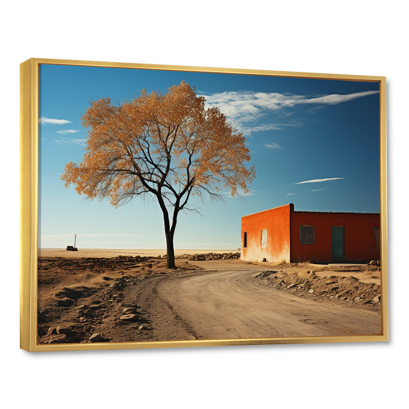 Desert Tree Bliss In Dakota sur impression sur toile, Cadre flottant doré, H 12 po x l 20 po x P 1 po