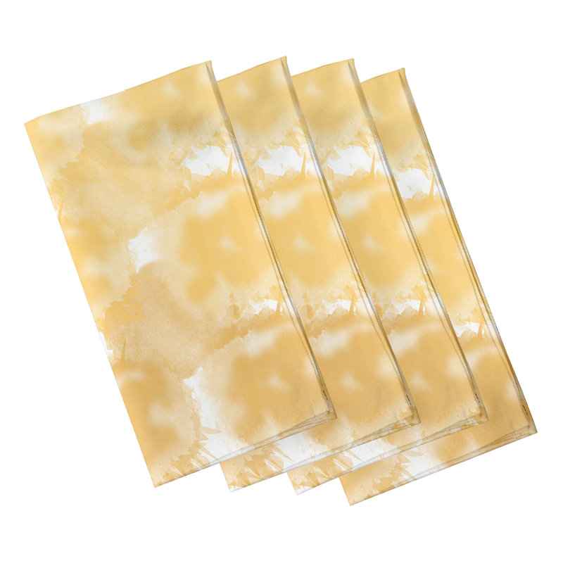 Lashaun Polyester Abstract Square Napkin, Yellow