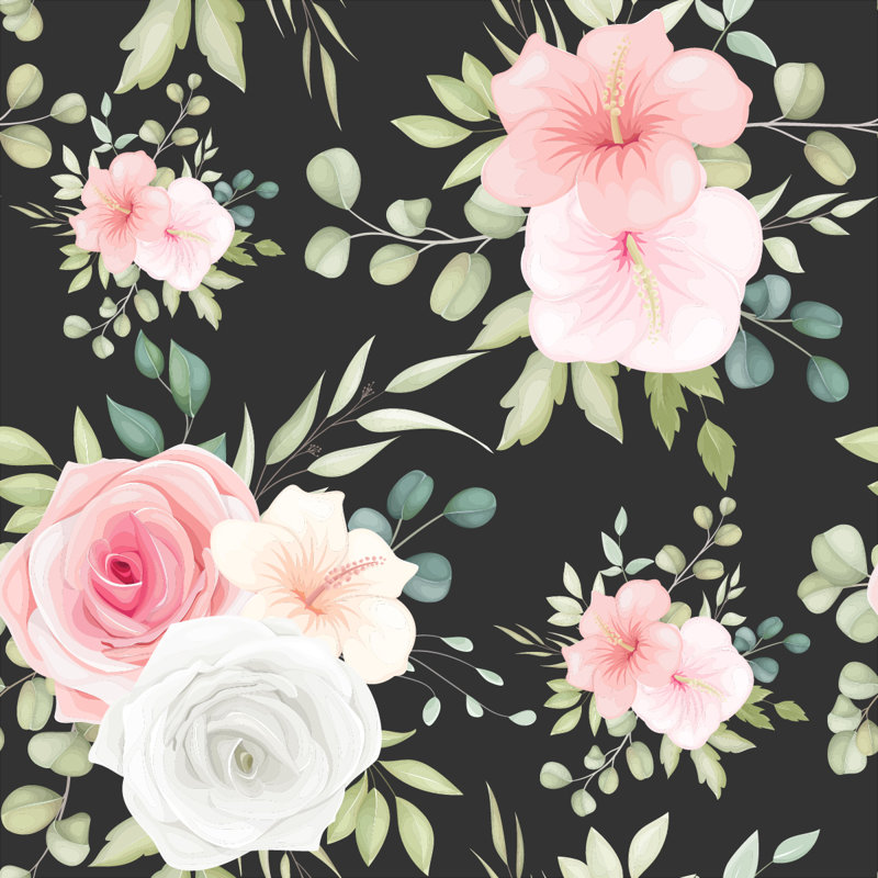 Panneau de papier peint adhésif L 10,4 pi x l 25 po Roses