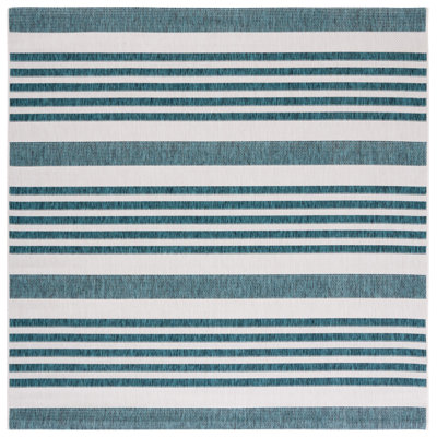 Huson Striped Teal Indoor/Outdoor Area Rug