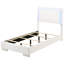 Lit simple avec surface blanche ultrabrillante, panneau lumineux à DEL, détails à lattes et quatre cadres de soutien robustes pour la chambre à coucher, 81 po de longueur de décor de colonnes, 48,5 po-39856503