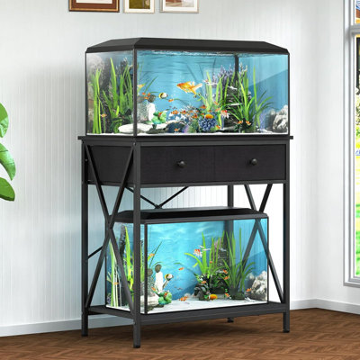 29 Gallon Aquarium Stand Metal Fish Tank Stand with Accessories Storage