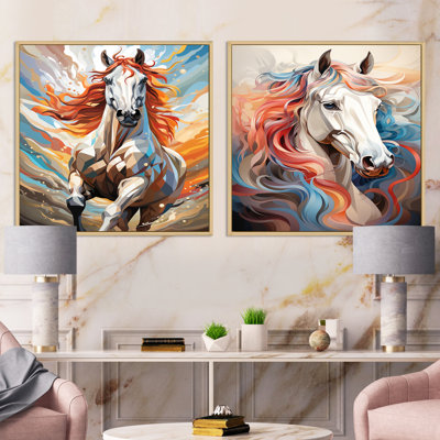 Cheval lustré multicolore - ensemble de 2 animaux carrés