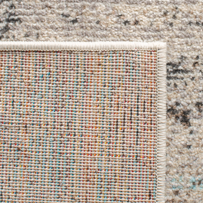 Tapis gris / bleu Felty Ikat, Carré 5 pi