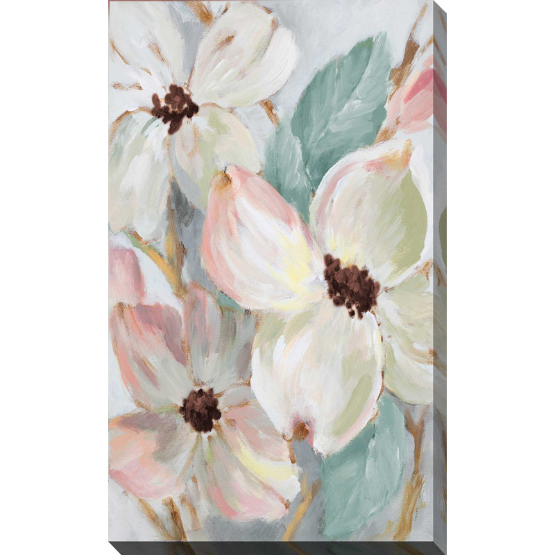«Silemment Bloom Teal II», reproduction de peinture à l'huile, H 30 po x l 18 po x P 1 po, Toile tendue