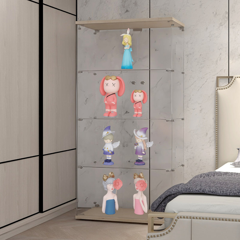 Vitrine à deux portes avec tablettes de rangement, Naturel