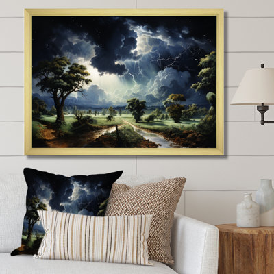 Tempête verte chassant la foudre sur toile