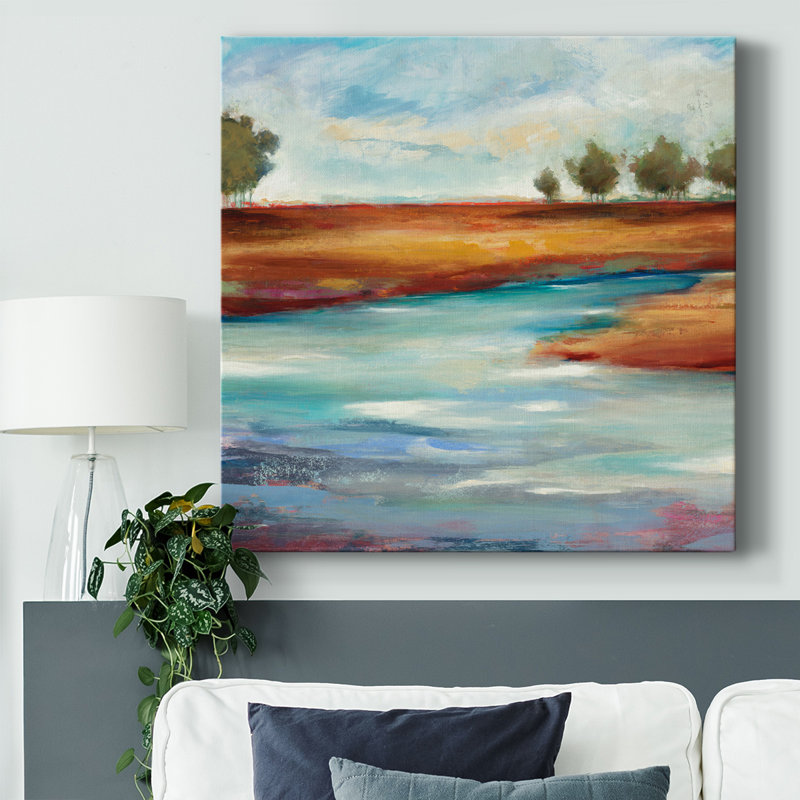 Paysage lisse sur toile, H 24 po x l 24 po