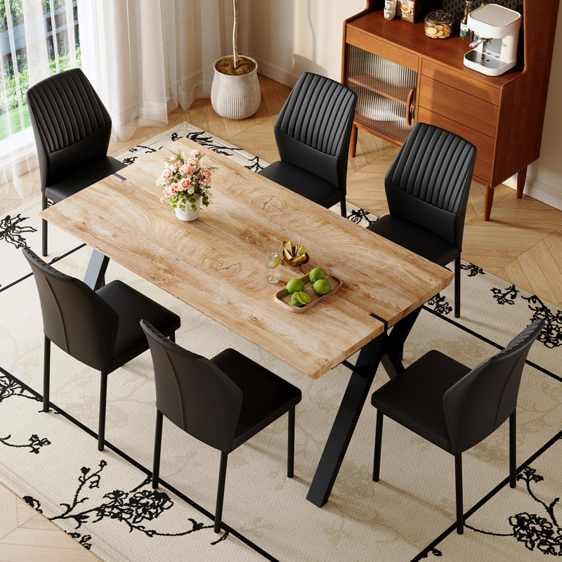 Ensemble de table de salle à manger Farmhouse pour 4 à 6 personnes, ensemble de table de cuisine en bois de style rustique