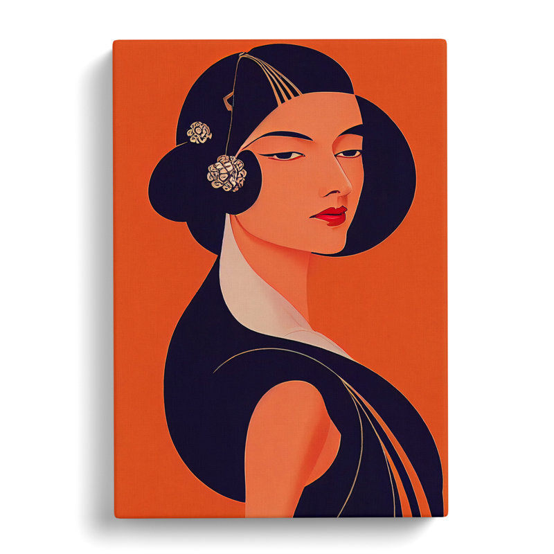 Art Deco Woman No.1 - Wall Art, 50cm H x 35cm W x 3cm D, Wrapped Canvas