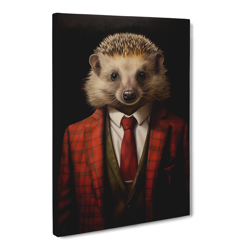Hedgehog In A Suit Painting - No Frame Print, 76cm H x 50cm W x 3cm D